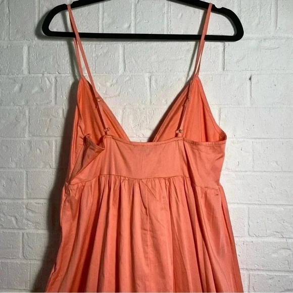 Maxi Dress Size Large Salmon-ish Color Long Summer Spaghetti Strap Empire Waist - Picture 3 of 8